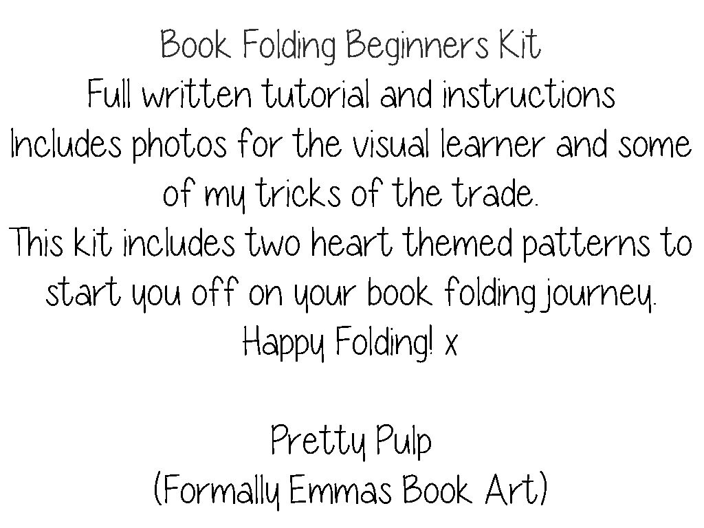 Book Folding Beginners/Starter Kit plus two patterns