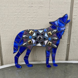Mosaic Wolf - Stained Glass Wolf - Wolf Wall Art - Mandala Wolf - Woodsy Wall Art - Wolf Wall Art  - Shelf Art, Handmade Wolf, Mosaic Decor
