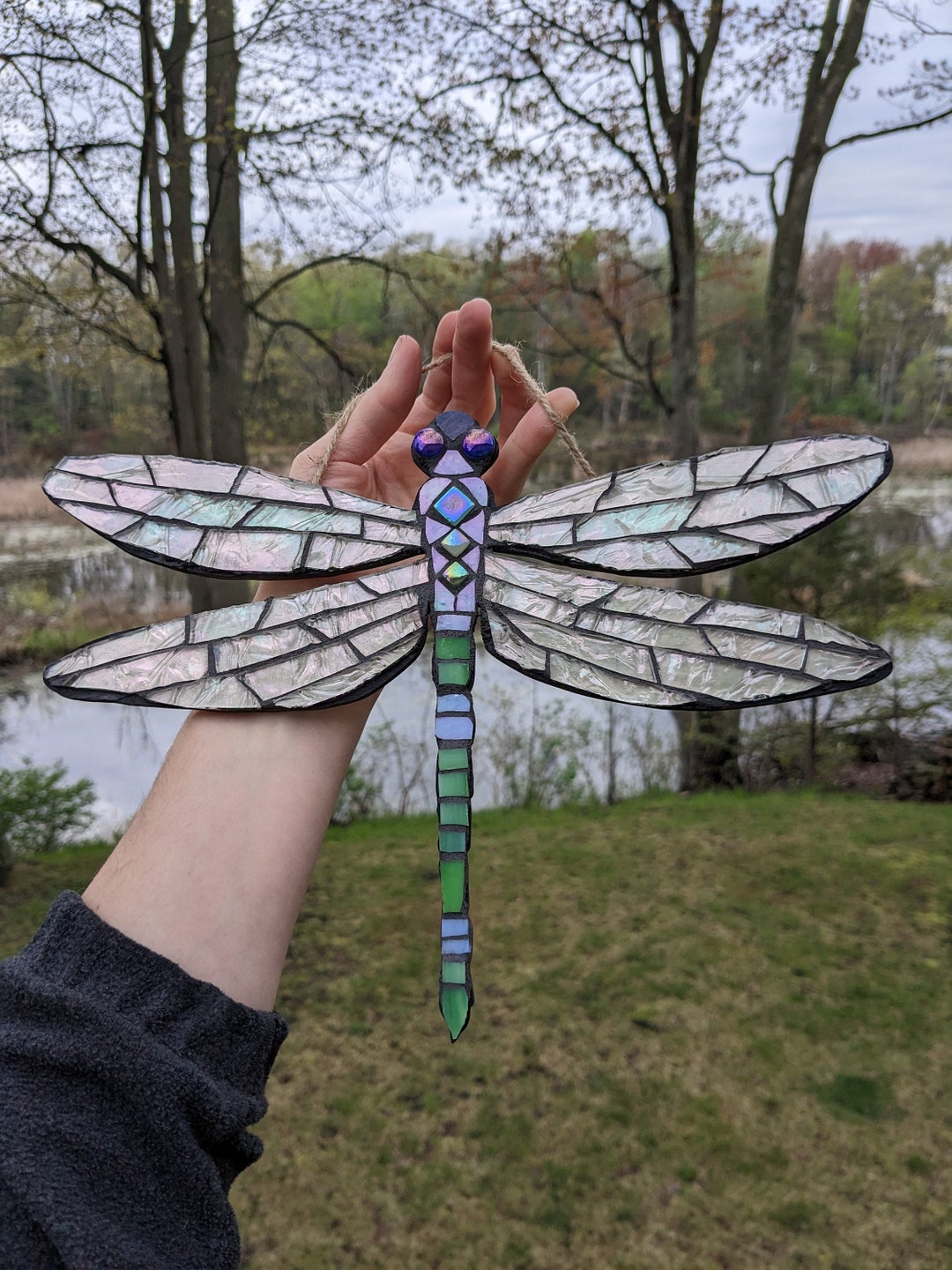 Stained Glass Mosaic Dragonfly Wall Hanging Etsy