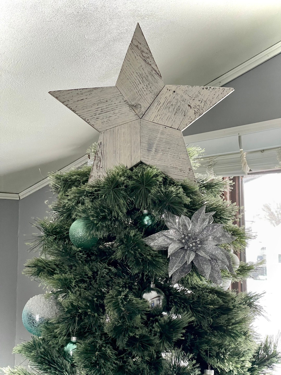 Rustic Barnwood Star Holiday Tree Topper Christmas Tree Star Etsy