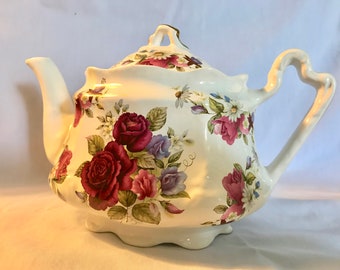 Vintage Mid Century Arthur Wood /& Son China Teapot Rose Floral Design Gold Trim Staffordshire England Shades Of Pink