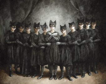 8x10 Giclee Print - Black Cats, 1910