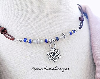 Snowflake Choker Necklace, Labradorite and Lapis Lazuli Boho Necklace, Boho Choker, Boho Jewelry, Bohemian Necklace, Hippie Necklace