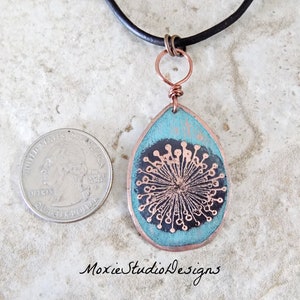 Rustic Dandelion Necklace, Womens Leather Necklace, Rustic Necklace, Boho Necklace, Boho Jewelry, Necklaces for Women, Artisan Necklace image 6