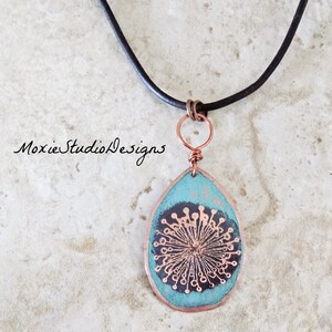 Rustic Dandelion Necklace, Womens Leather Necklace, Rustic Necklace, Boho Necklace, Boho Jewelry, Necklaces for Women, Artisan Necklace image 7