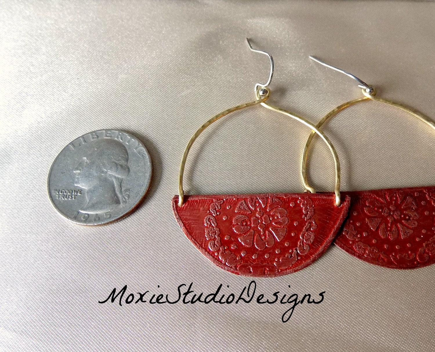 Half Circle Hoop Earrings Unique Earrings Mixed Metal Hoop Etsy