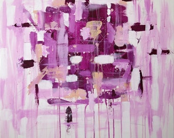 Large Abstract White Magenta Painting Modern Art Contemporary Fine Art
