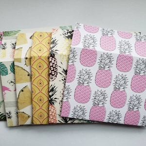 Tropical Palm Tree & Fruit Envelopes Handmade | Thank You Notes, Assorted Set of 6