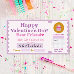 Druckbarer Valentinstag Coupon - Jumbo Coffee Date Geschenk Gutschein | Freund Geschenkgutschein | Gutschein für beste Freundin