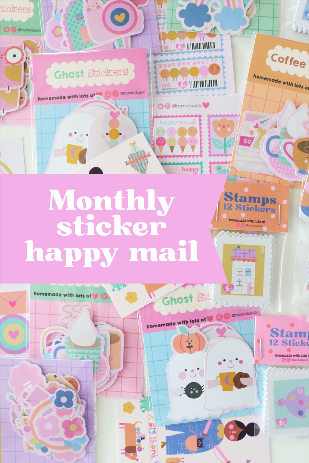 Monthly Sticker Happy Mail 12 Months Mystery Sticker Package Journal ...