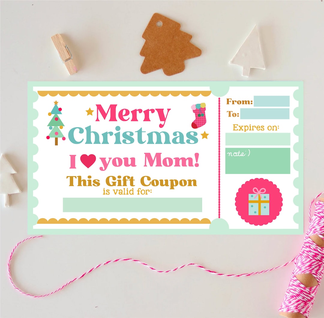 Merry Christmas Coupon Christmas Gift Coupon for Mom Mom Christmas Coupon Printable Christmas