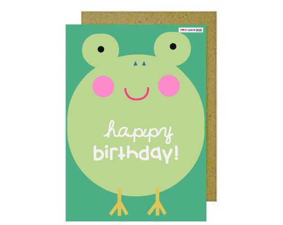 Happy Birthday Card Frog Birthday Card Kids Greeting Cards | Etsy