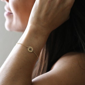 Paw Print Bracelet - Actual Paw - Gold, Rose, Silver - Pet Loss Jewelry - Custom Pawprint Bracelet - Disc Bracelet - Dog Memorial Gift