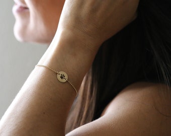 Paw Print Bracelet - Actual Paw - Gold, Rose, Silver - Pet Loss Jewelry - Custom Pawprint Bracelet - Disc Bracelet - Dog Memorial Gift