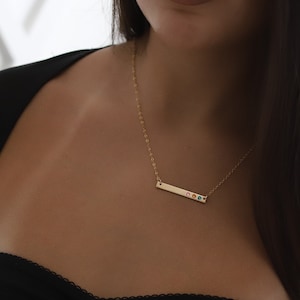 Birthstone Bar necklace for mom- Custom Bar Necklace - Birthstone Jewelry - Gift for mom - Birthstone Necklace - Mothers Necklace - Gold