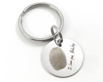 Fingerprint Keychain / Boyfriend Husband Gift / Personalized Memorial Gift / Valentine's Gift for Him, Her, Wife, Girlfriend