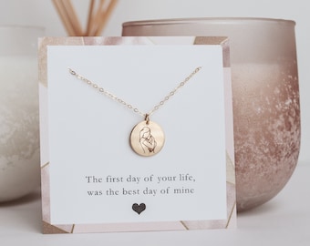Mom And Baby Necklace- Baby Shower Gift - Expecting Mother Pregnancy Gift Set - Mother And Child Necklace - Personalized Baby Name Necklace