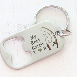 My Best Catch Keychain - Fishing Gift Fish Hook - Gift for Boyfriend , Husband -  Anniversary Present - Dating Gift - Valentines Gift