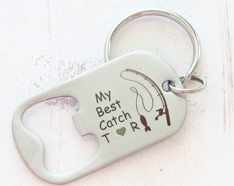 My Best Catch Keychain - Fishing Gift Fish Hook - Gift for Boyfriend , Husband -  Anniversary Present - Dating Gift - Valentines Gift
