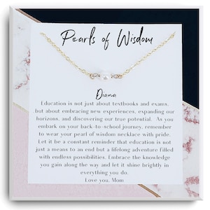 Pearls of Wisdom necklace  - Back to school Gift for student - First day of Senior Gift necklace - College Student Gift - Freshman year Gift