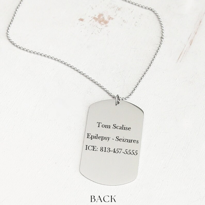 Custom Medical Alert Necklace for Men - Stainless Steel Engraved ...