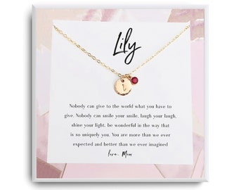 Personalized Girl Necklace - Birthstone Initial Necklace - Girl Initial Birthstone Gift - Girl Jewelry Gifts - Goddaughter, daughter gifts