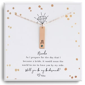 Personalisiertes Brautjungfern Geschenk - Brautjungfer Vorschlag Halskette Geschenk mit Karte und Geschenkbox - Brautjungfern Vorschlag - Brautjungfer Initial Halskette