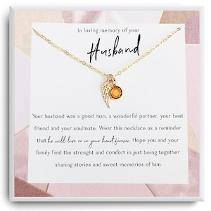 Loss of husband gift  - Sympathy gift loss of husband - husband remembrance necklace - Condolence loving memory - silver, gold filled, rose