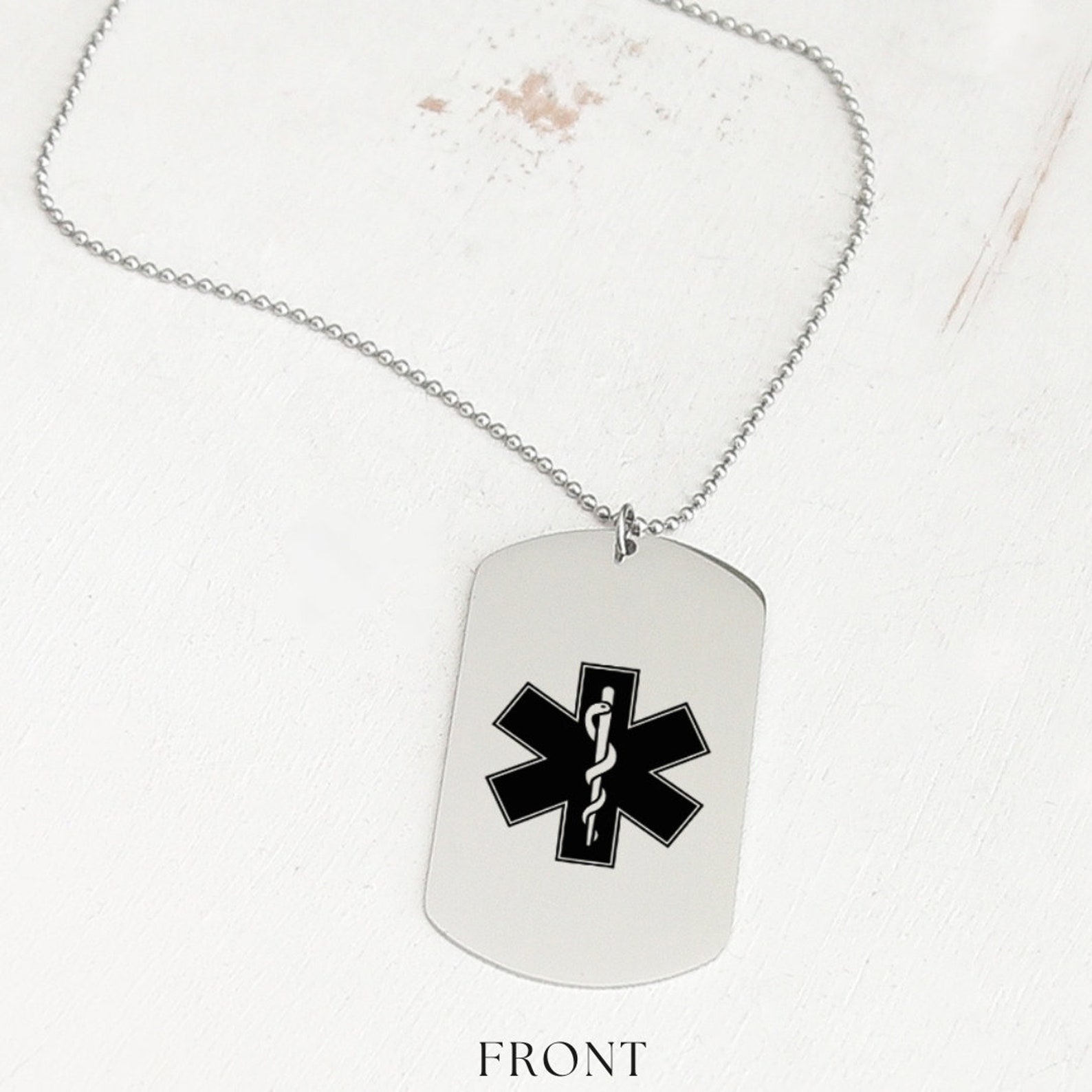 Custom Medical Alert Necklace for Men - Stainless Steel Engraved ...