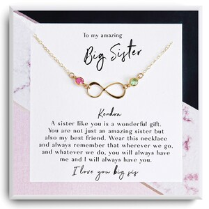 Big Sister Necklace - Sister to Sister Gift - Big Sis Birthday gift - Sister Birthstone necklace - Necklace for Sisters - Friendship Gifts