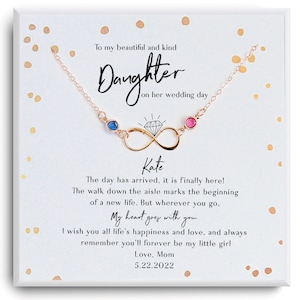 Gifts for My Daughter on Her Wedding Day  - Gift necklace for Daughter Gift from Mom - Gift Engagement Gift for Daughter - Wedding day card