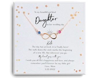 Gifts for My Daughter on Her Wedding Day  - Gift necklace for Daughter Gift from Mom - Gift Engagement Gift for Daughter - Wedding day card