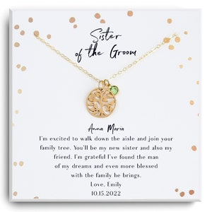 Collier cadeau sœur du marié - Cadeau de mariage de belle-sœur - Carte de belle-sœur - Collier de sœur personnalisé - Future belle-sœur