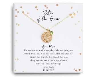 Sister of the groom gift necklace - Sister in law wedding gift - Sister in law card - Personalized Sister necklace - Future Sister in Law