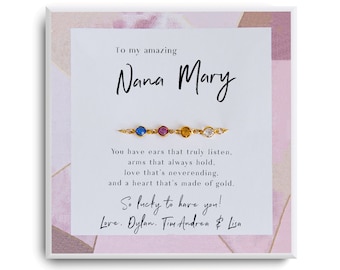 Nana Gift Bracelet - Nana Gift Ideas - Nana Christmas Gifts - Gifts for Nana from Granddaughter - Nana Jewelry- Birthstone Bracelet