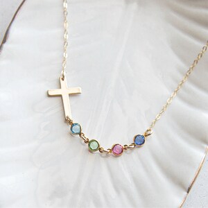 Collar de regalo para mamá - Gift for mamá - Dia de la madre - Cumpleaños - Cross Birthstone necklace for mom - Personalized mama Jewelry image 3