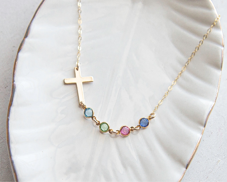 Collar de regalo para mamá - Gift for mamá - Dia de la madre - Cumpleaños - Cross Birthstone necklace for mom - Personalized mama Jewelry image 3