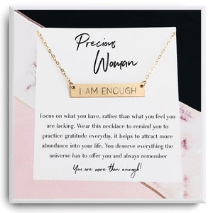 You Are Enough Necklace - Affirmation Necklace - Encouragement Gift - Motivational Gift - Inspirational Jewelry for Women - Self love gift