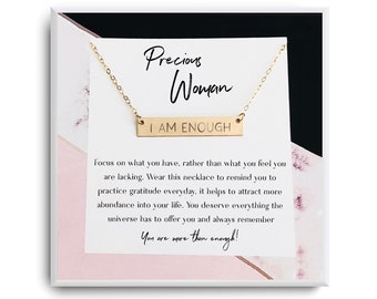 You Are Enough Necklace - Affirmation Necklace - Encouragement Gift - Motivational Gift - Inspirational Jewelry for Women - Self love gift
