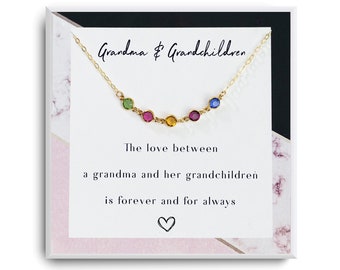 Birthstone necklace Grandma Gift Gifts for her jewelry personalized Grandma Birthstone Charm Necklace Grandmother Gift from Grandchildren