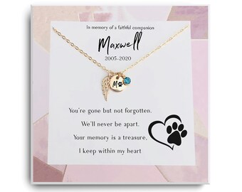 Regalo de simpatía por mascotas - Collar conmemorativo de mascotas- Joyería conmemorativa de mascotas - Regalo de recuerdo de perros - Regalo de simpatía por la pérdida de mascotas - Tarjeta de pérdida de perros