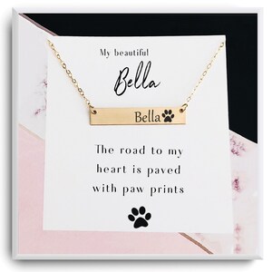 Custom paw print necklace - pet memorial Gift - Dog mom Gifts Ideas - Dog necklace personalized - in memory of dog jewelry - Bar Necklace