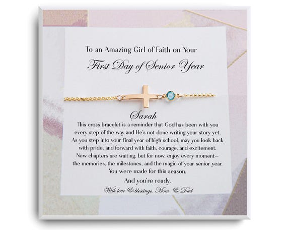First Day Of Senior Year Gift - High School Class 2026 - Custom Christian Cross Bracelet - Back To School Gifts, Senior Gift - 12th Grade