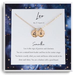 Leo Necklace - Zodiac Necklace - Leo Gift - Horoscope Necklace - Leo Jewelry - Leo Birthday Gift - Message Card for Women Jewelry