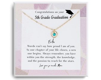 Regalo de graduación de 5.º grado para ella - Ideas de regalos de graduación de primaria - Collar de graduación personalizado para niña - Clase de 2023