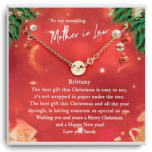 Weihnachtsgeschenk für Schwiegermutter Armband - Schmuck von Schwiegertochter - Personalisierte Schwiegermutter - Grußkarte zur Schwiegermutter