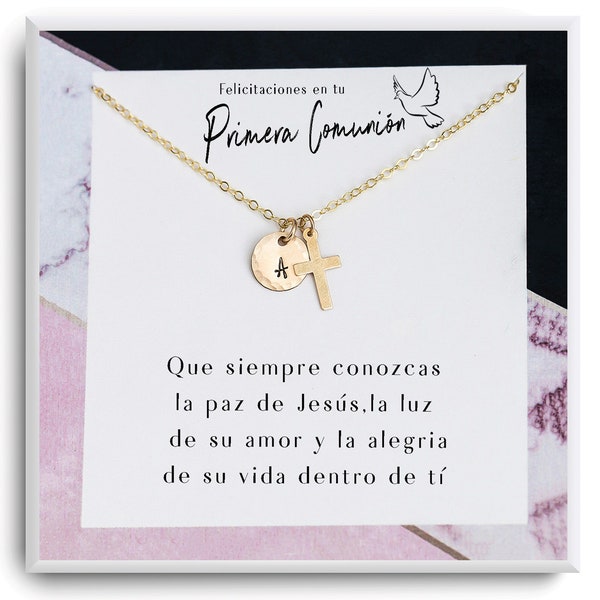 Regalo de primera comunion para niña - Collar de regalo personalizado de primera comunión - Regalo de madrina, padrinos, madre en español