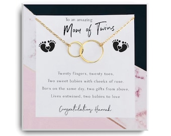 New mom of twin Gift - Baby on the Way - Mom of Twins - Pregnant with twins - future mom - expecting mother Gift - Twin mama necklace