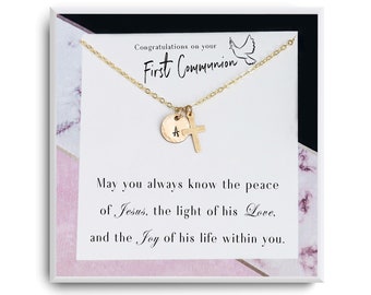 First Communion Necklace - First Communion Gift Girl - First Holy Communion - 1st Communion - Cross Necklace - Gift for Daughter,Goddaughter