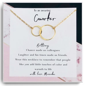 Collier cadeau de collègue - Collègue de travail - Départ de collègue - Au revoir à un collègue, Cadeau de collègue - Carte d’adieu - Rempli d’or, Rose, Argent